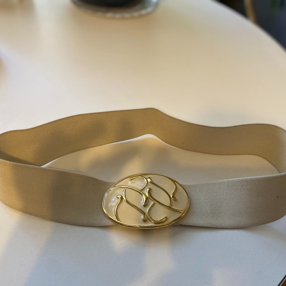 enamel white/gold stretch Nan Lewis belt (vintage)